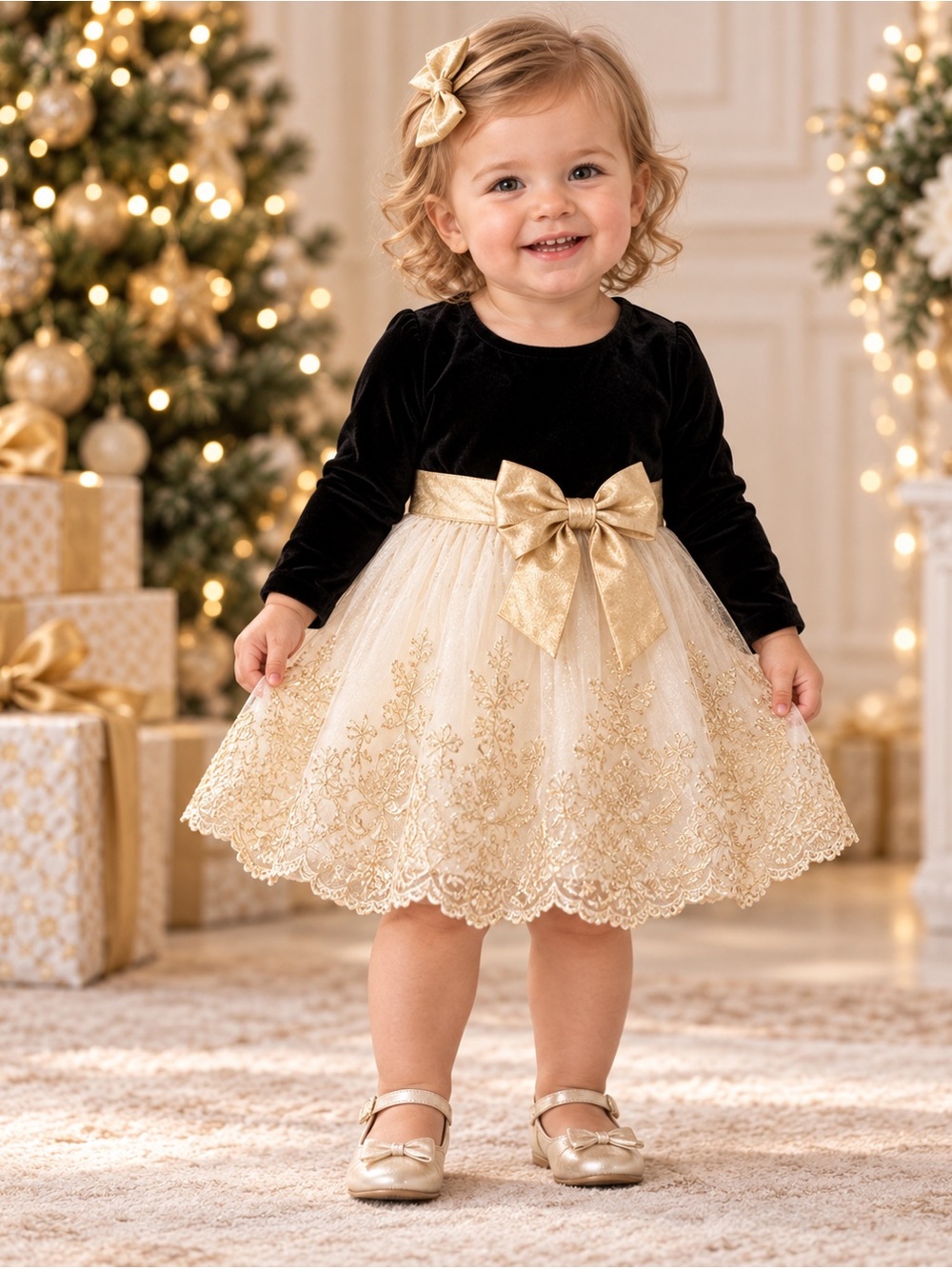 rare editions girls dresses 18M Black Gold Velvet Tulle Dress EUC Embroidered mesh Size:Romper 90(9-12M) Color:AC624 Women's Dress Shoes Scoop neck
